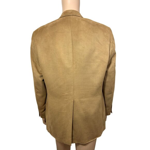 Jeffrey Banks Men’s Blazer Brown 42 R Vintage Polyester Suede Feel Sport Jacket - Picture 3 of 15